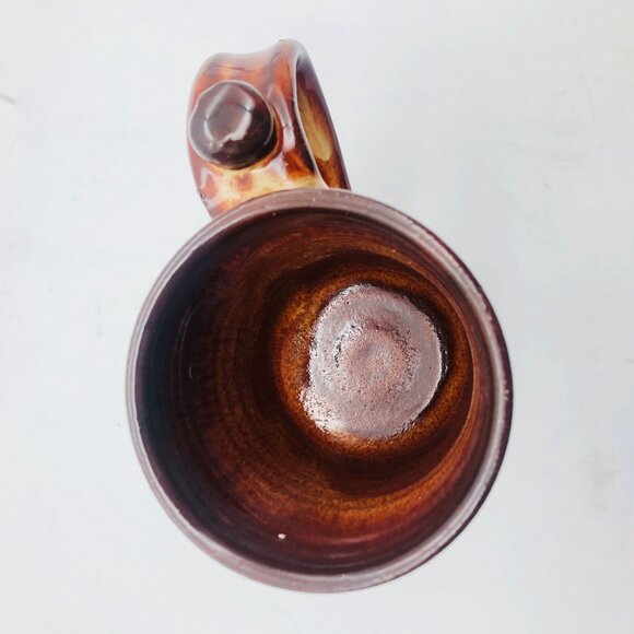 Artisan JMACS Pottery Ceramic Mug With "Tea Makes Me Pee" Handle Brown Glaze - Picture 6 of 8